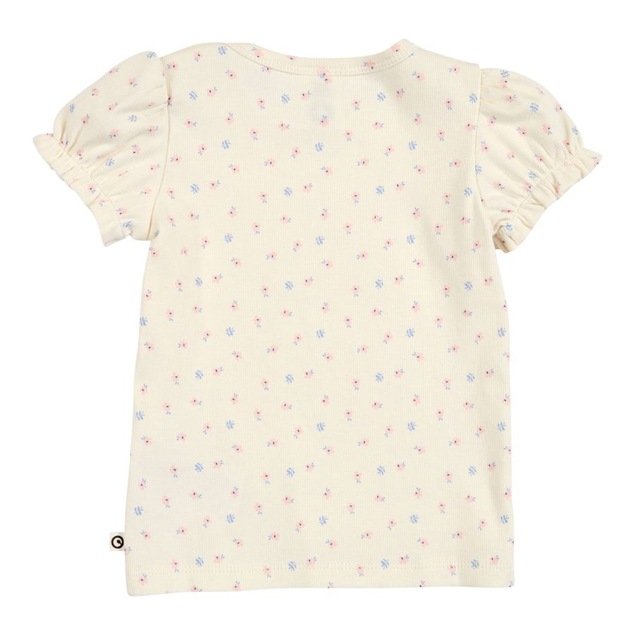 Müsli T-Shirt mit Puffärmel Blumen Rippqualität