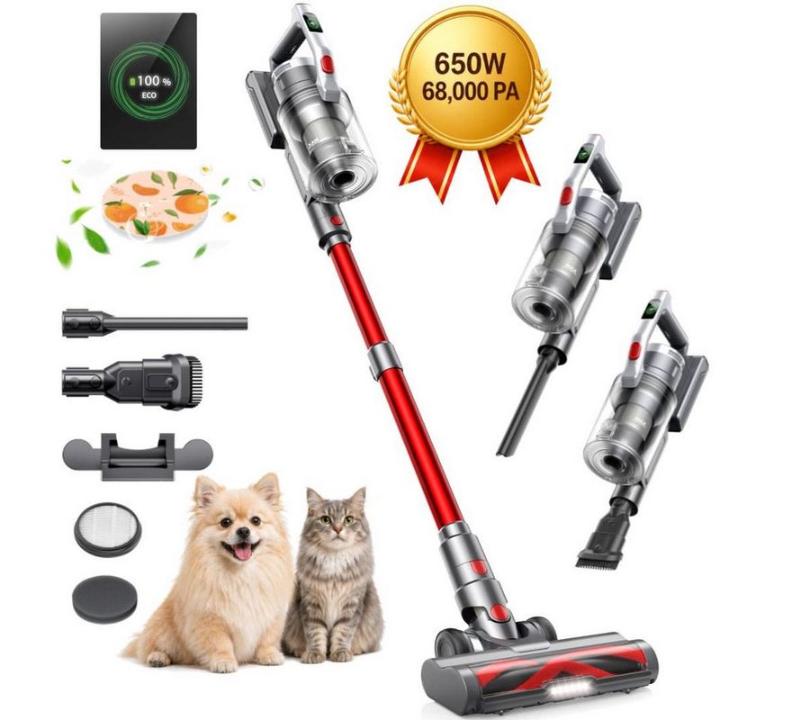 Laresar Akku-Hand-und Stielstaubsauger Akku-Staubsauger 68000Pa, 55 Min Laufzeit, 1.5L, leise, 450 W, 68000Pa 55Min Akku Staubsauger, Stabstaubsauger für Hartböden Teppiche Tierhaare von Laresar