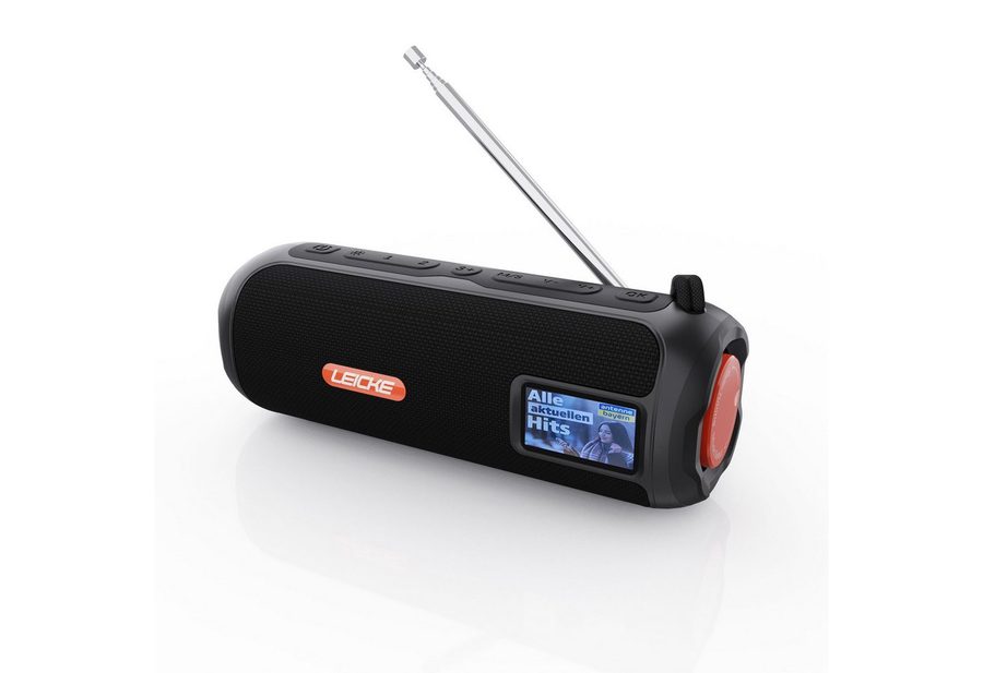 Leicke Tragbarer Bluetooth Lautsprecher mit FM Digitalradio (DAB) (4500mAh Akku, RGB-LED Lichter, 10W Stereo-Sound,Equalizer)