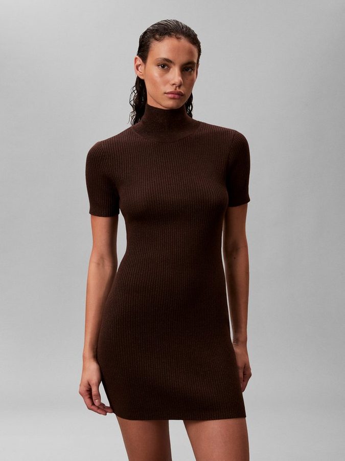 Calvin Klein Minikleid Figurbetonte Passform mit Stehkragen