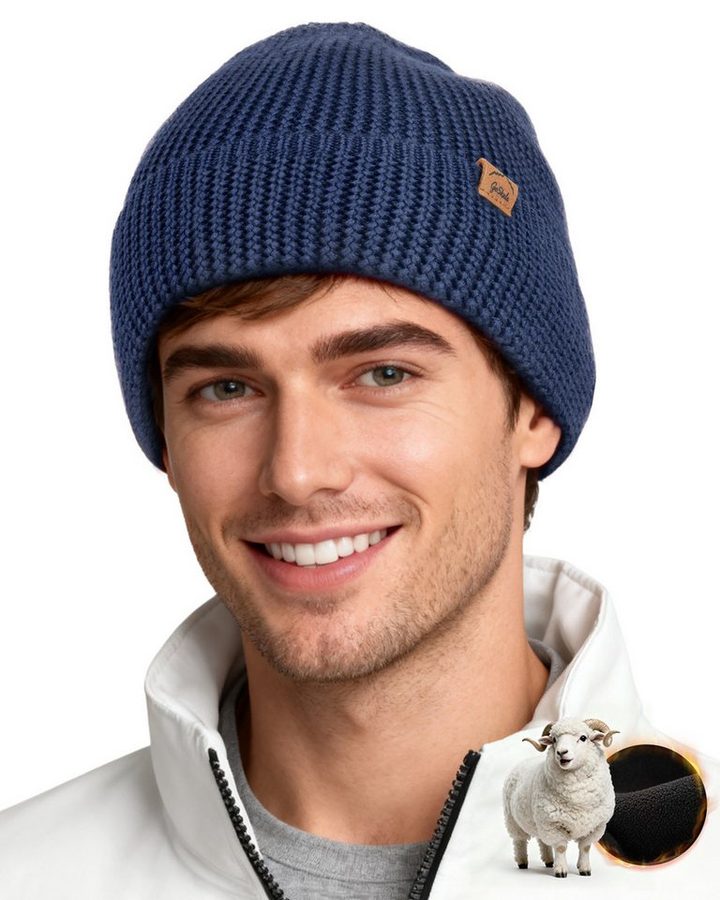 GoSkala Fleecemütze Merino Mütze Herren Damen Warme Wintermütze Strickmützen Winter Beanie Wärmend, hautfreundlich, antistatisch von GoSkala