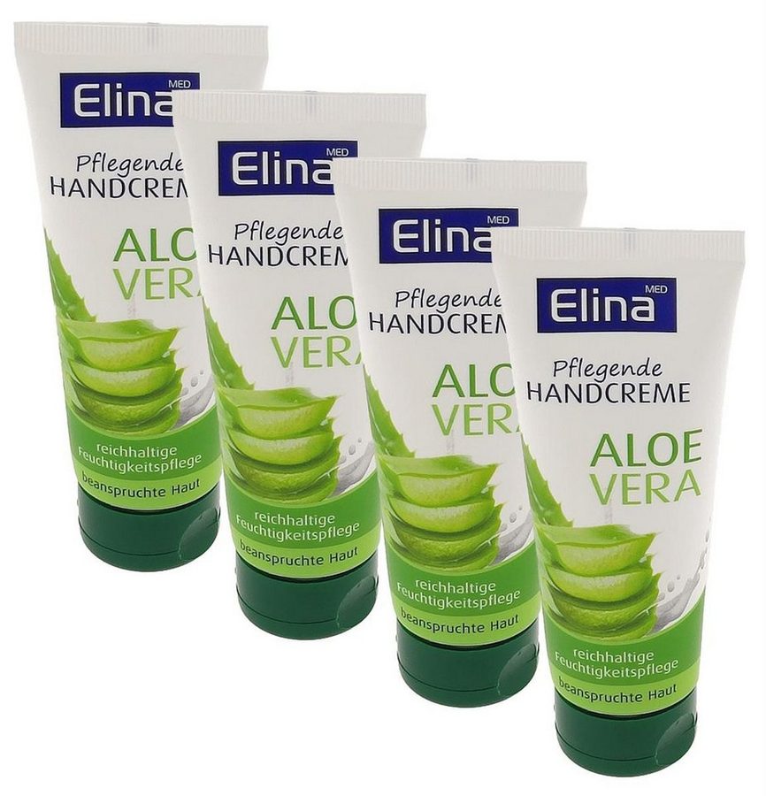 Elina Med Handcreme Handcreme Aloe Vera 4x 75ml Tube Pflege, 4-tlg., Handcreme Hautschutzcreme Pflegecreme Handpflegecreme Handlotion Lotio