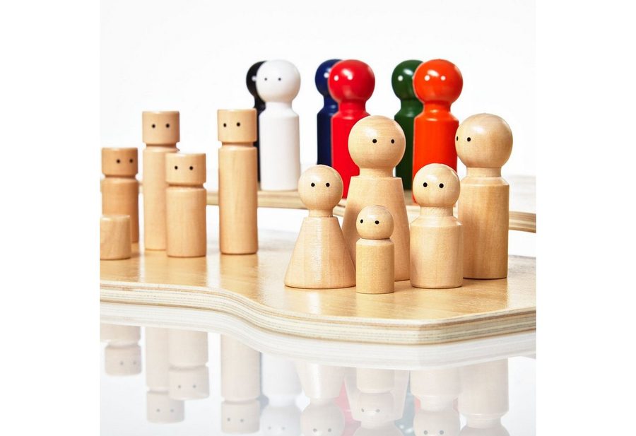Lumaland Familienbrett Set Holz Konstruktionsspielsteine, (32 St), therapeutisches Hilfsmittel Coaching Familientherapie