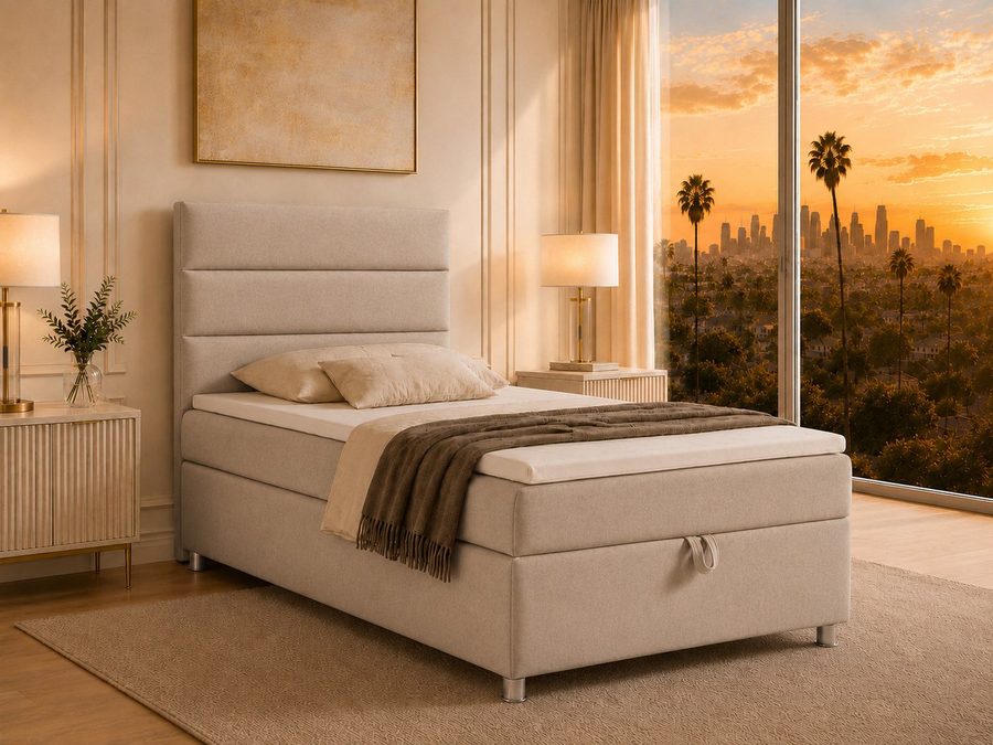 Best for Home Boxspringbett Trinity K-4 Single 5cm Topper Bonell Bettkasten (Einzelbett, Polsterbett mit gepolstertes Kopfteil, Jugendbett, Kinderbett versch. Größen, 1-St., 70x200 80x200 90x200 100x200 cm), Stauraum, ergonomischer Schlafkomfort, modernes Design von Best for Home