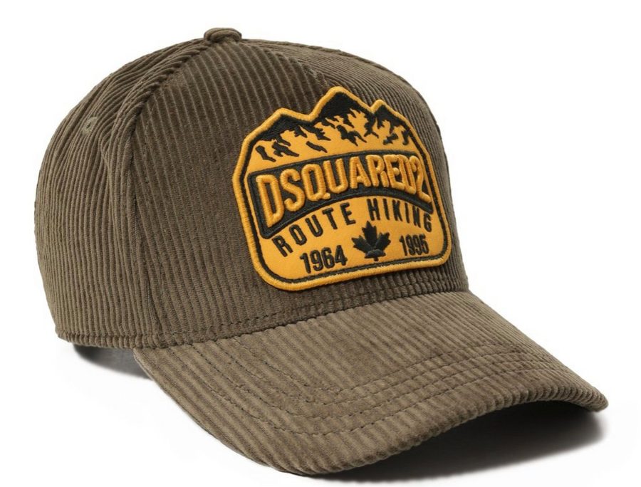 Dsquared2 Baseball Cap Cord Route Hiking Patch Kappe Mütze Basebalkappe Cap strukturierter Baumwoll-Cordqualität