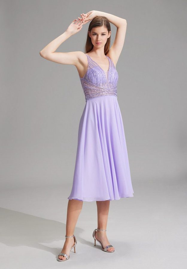 Hey Kyla Cocktailkleid - Midilanges Cocktailkleid aus Materialmix