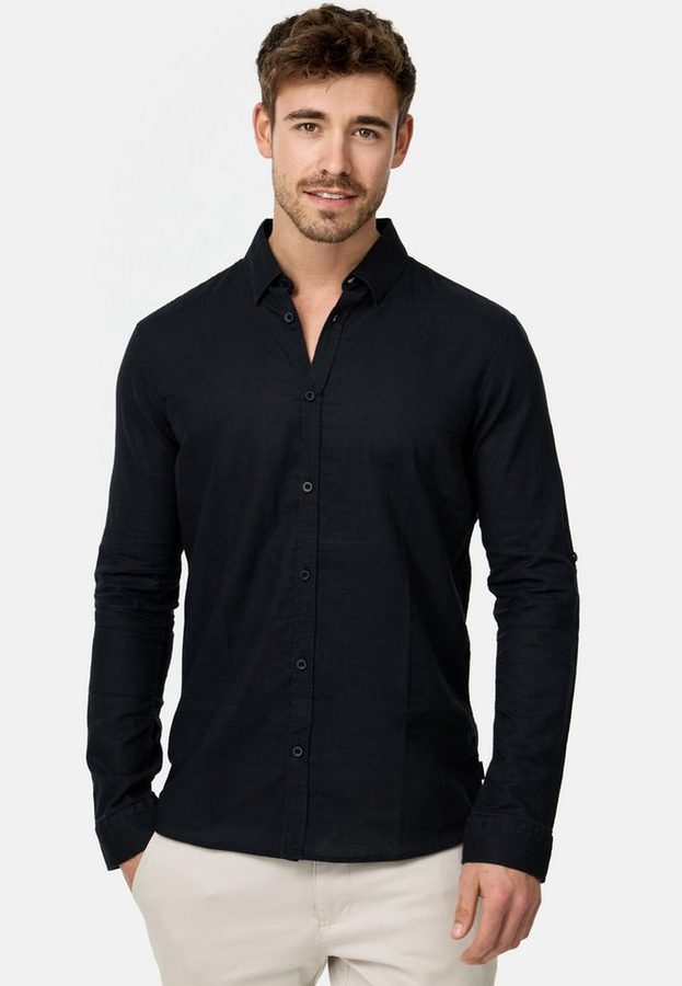 INDICODE Langarmhemd Herren Brayden Herrenhemd Langarm mit Button-Down-Kragen
