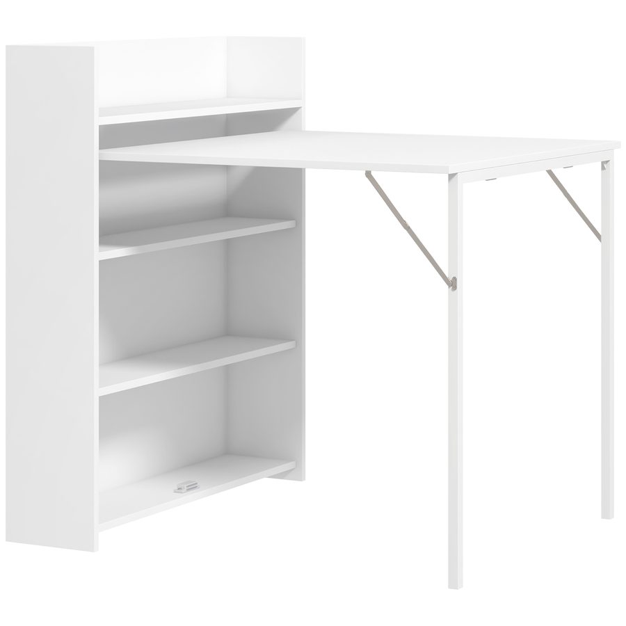 HOMCOM Esstisch Klappbar Küchentisch mit 4-stufigen Regalen für 3 Personen, Klapptisch mit Anti-Kipp-Schutz für kleine Räume, Küche, Esszimmer, 80 x 90 x 93 cm, Weiß   Aosom