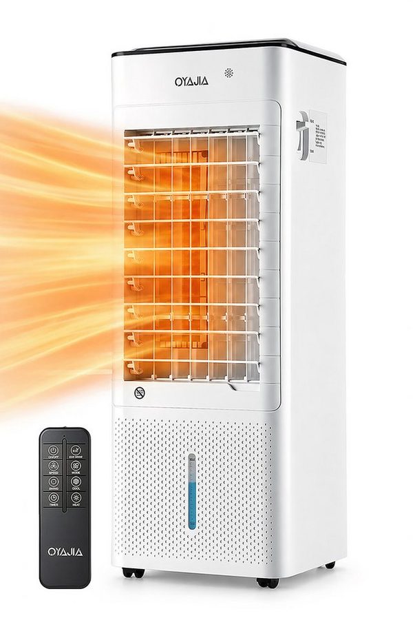 oyajia Heizlüfter 2-in-1 Heizgerät & Luftkühler, 1000W/2000W 2 Heizstufen,ECO Thermostat, 12H Timer, 3 Geschwindigkeiten, Swing, Schlafmodus, für Zuhause & Büro