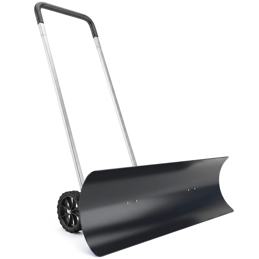 Outsunny Schneeschieber groß 95 cm extra breit Aluminium Schneeschaufel mit Rädern verstellbar & rutschfest Griff, angewinkelt Schneeräumer mit Alukante Alustiel für Schneeräumung Winterdienst Hof   Aosom