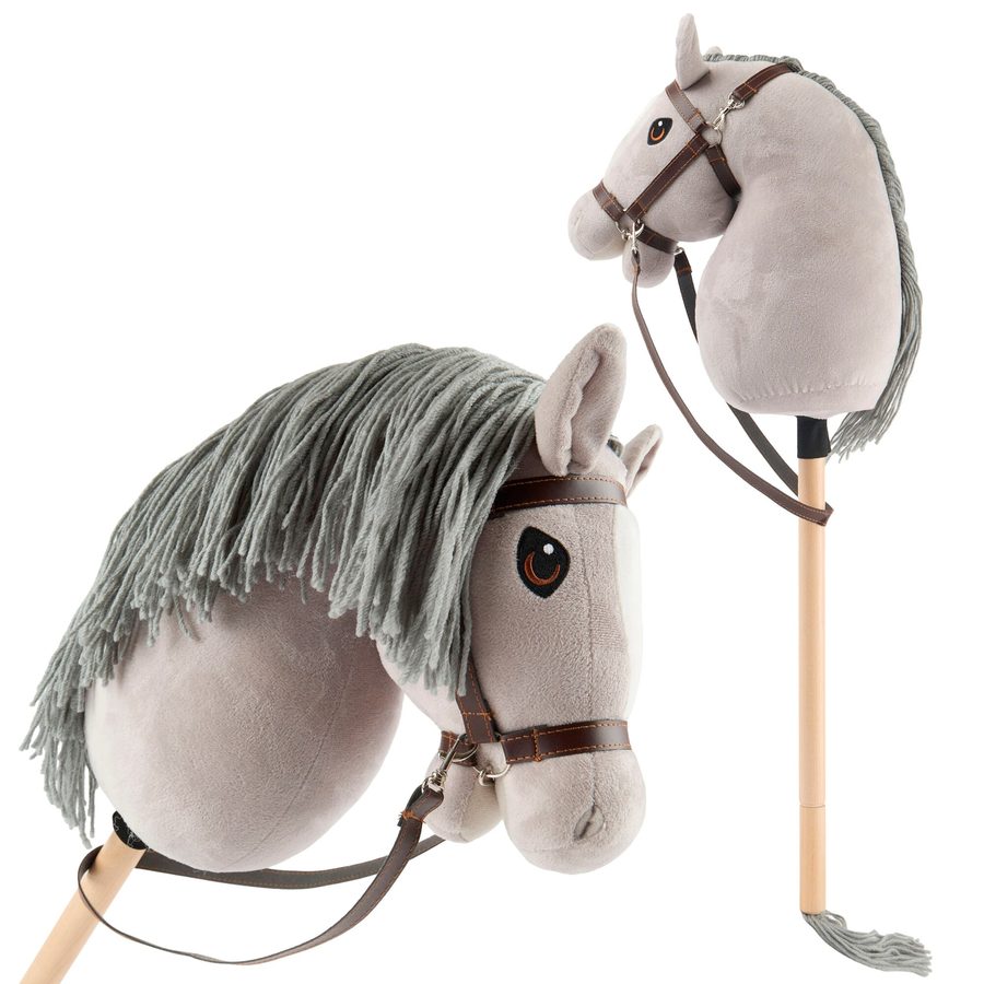 Bieco Hobby Horse Steckenpferd Grau Größe M mit Trense