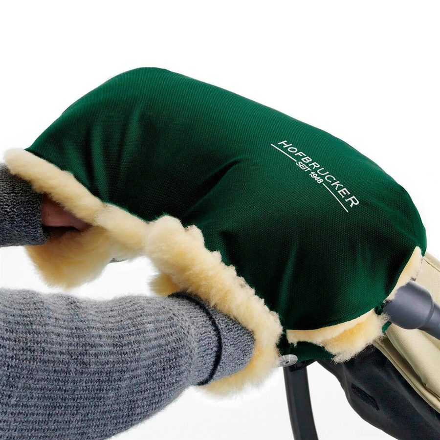 Hofbrucker Lammfell-Handwärmer für Kinderwagen Lammfell Handmuff gruen