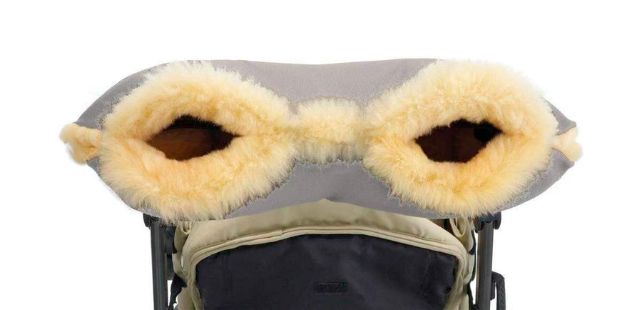 Hofbrucker Lammfell-Handwärmer für Kinderwagen Lammfell Handmuff silber