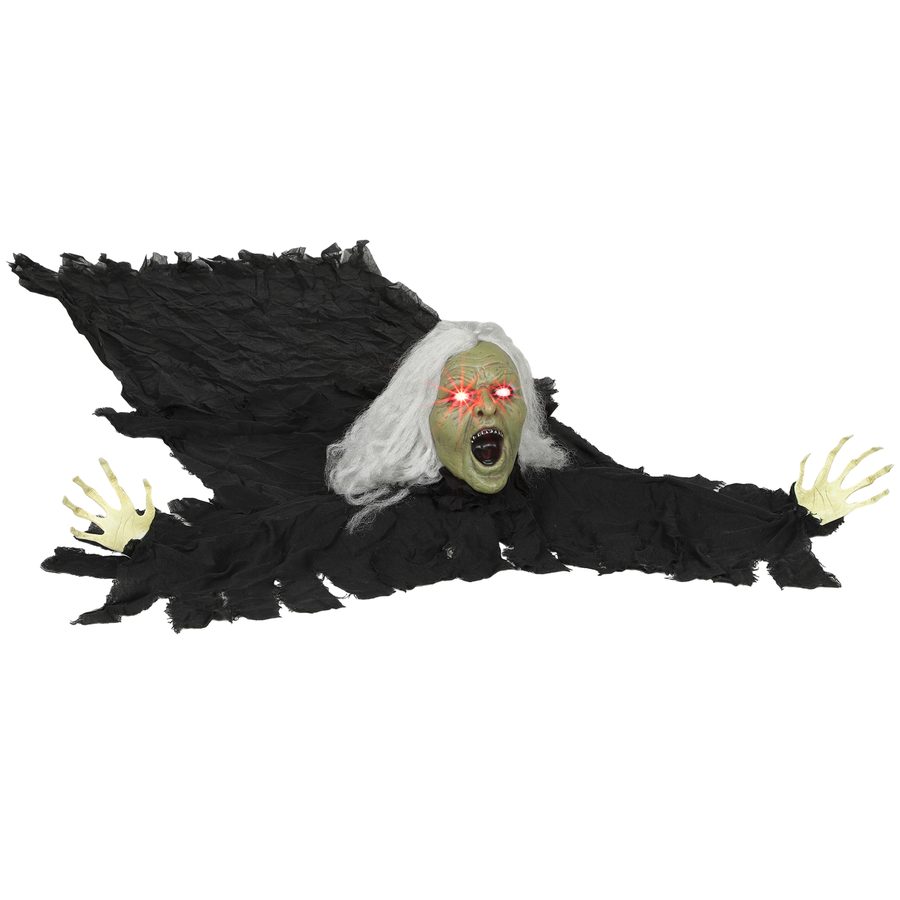 Outsunny 183cm Halloween Dekoration Halloween Zombie-Alte mit LED-Lichter, Soundfunktion, Haustür Deko, Wasserdicht Garten Dekofigur in Lebensgröße für Party   Aosom