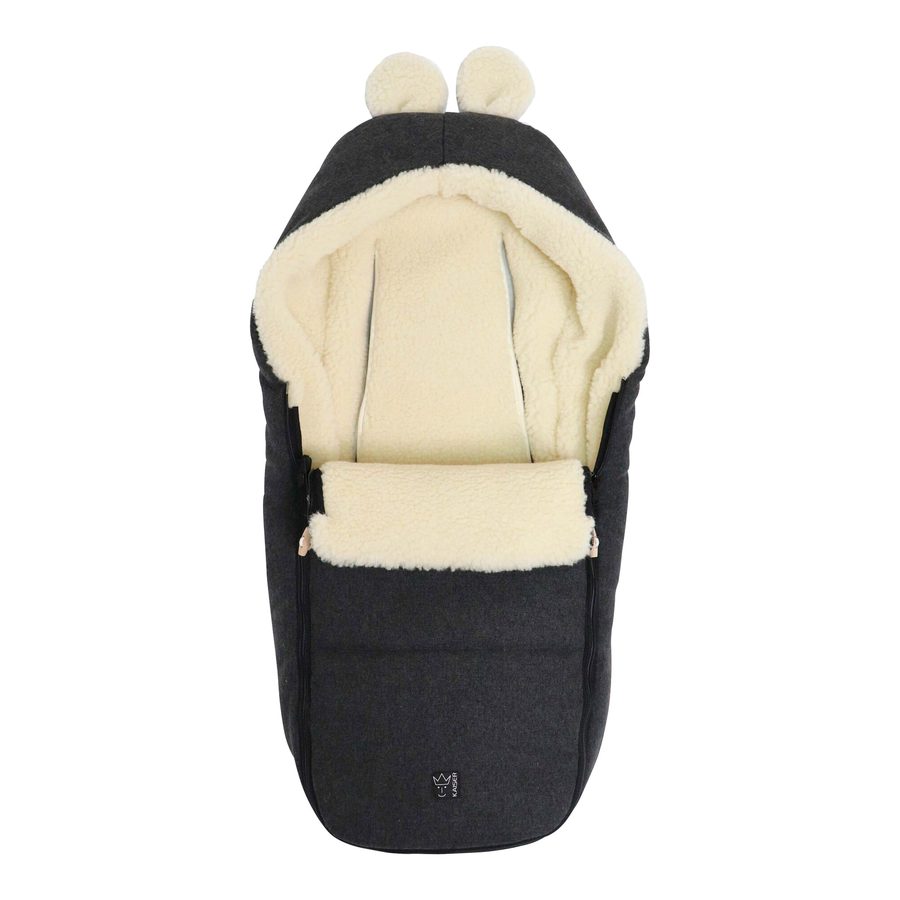 Kaiser Winterfußsack HOODY MAUS WOOL für Babyschalen grau