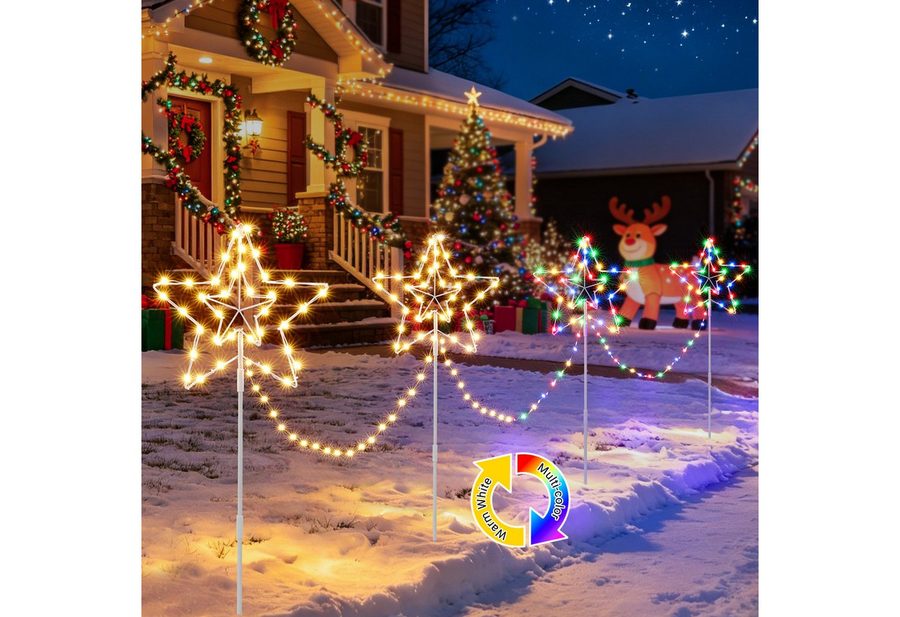 Quntis Lichterkette weihnachtsdeko outdoor Sternlichter leuchtstern stern gross beleuchtet, Timer & Speicher, Gartenleuchten zur Außen Weihnachtsdekoration von Quntis