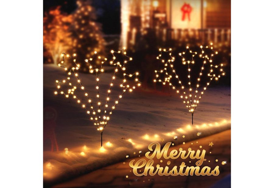 Quntis LED-Lichterkette weihnachtsdeko outdoor Gartenstecker, weihnachtsbeleuchtung mit timer, 2er Set LED Sternlichter für Weihnachten Außen Wege Rasen, Batterie von Quntis