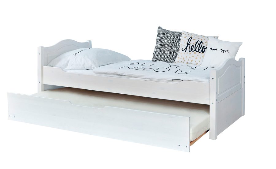 Ticaa Einzelbett "Leni" 90x200 Kiefer Weiß