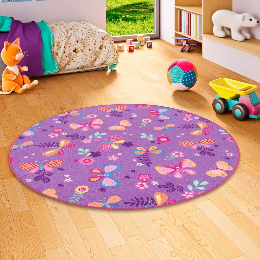 Snapstyle Kinder Spiel Teppich Schmetterling Rund
