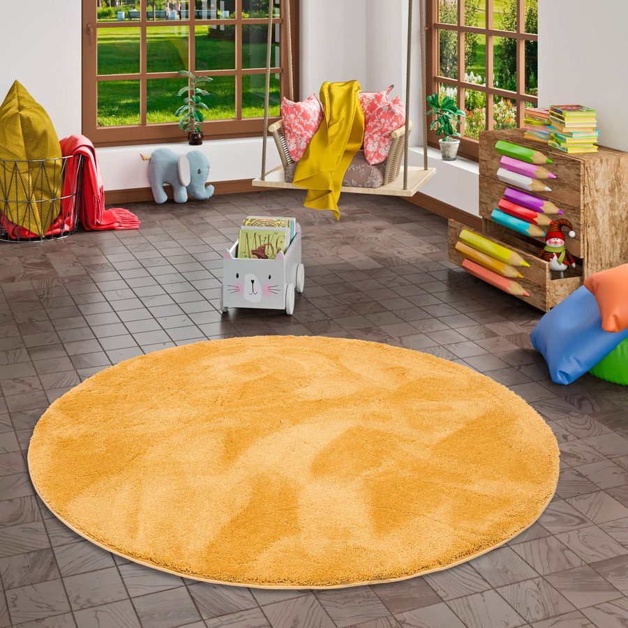 Pergamon Super Soft Kinder Hochflor Teppich Silky Kids Rund