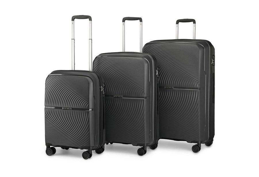 British Traveller Trolleyset 3-teilig Sets Hartschalen-Kofferset (100% PP) mit TSA-Schloss, (3 tlg)