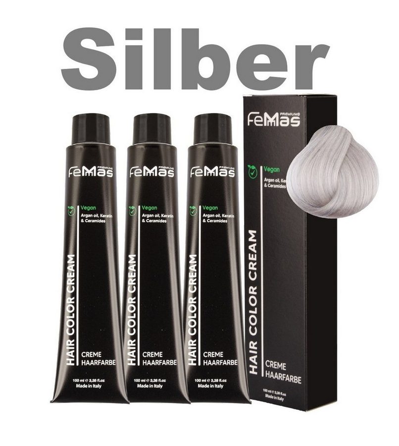 Femmas Premium Haarfarbe FemMas professionelle Haarfarbe mit Arganöl 3 x 100 ml