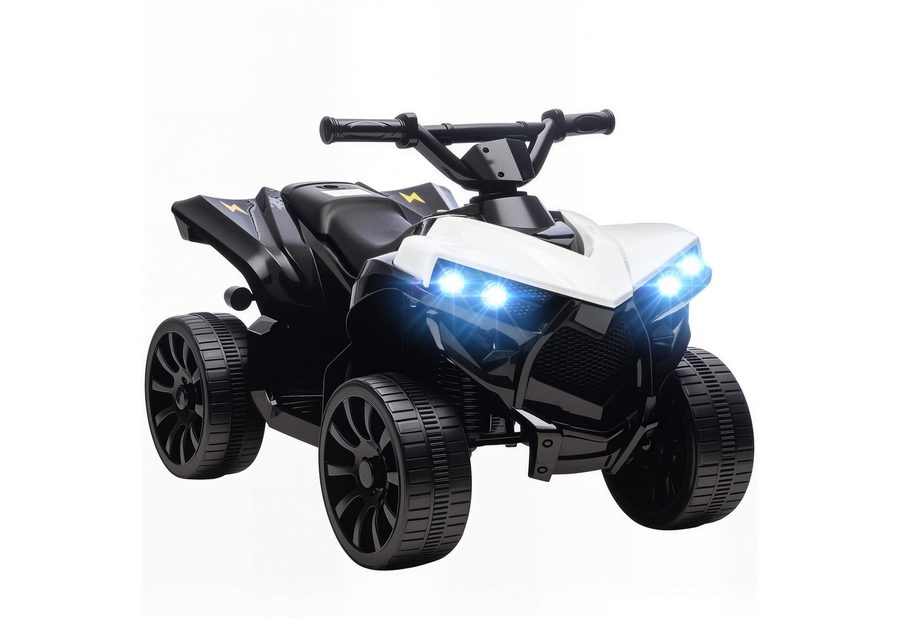 AIYAPLAY Elektro-Kinderquad Kinder Quad 6V mit Vorwärts-, Rückwärtsfunktion, Musik, Belastbarkeit 25 kg, (1-tlg), mit LED-Scheinwerfer, 4 Rädern, für 18-56 Monate Kinder, Weiß