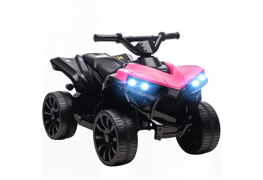 AIYAPLAY Elektro-Kinderquad Kinder Quad Kinderfahrzeug 6V mit Vorwärts-, Rückwärtsfunktion, Musik, Belastbarkeit 25 kg, (1-tlg), mit LED-Scheinwerfer, 4 Rädern, für 18-56 Monate Kinder, Rosa