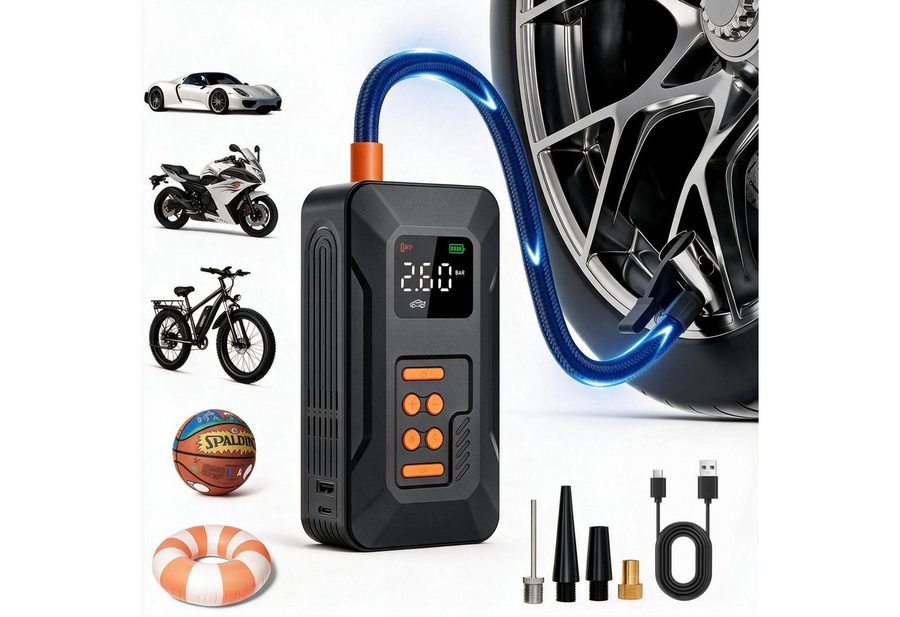 ibettertec Starthilfe Powerbank Auto 18000mAh(12V),4-in-1 Starthilfegerät Autobatterie-Ladegerät (Starthilfe Powerbank mit Luftkompressor)