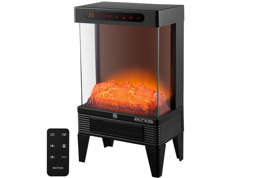 echos Heizlüfter Eco-3511, 1500 W, Realistische Kaminillusion, 2 Heizstufen, Touch Bedienfeld, Timer