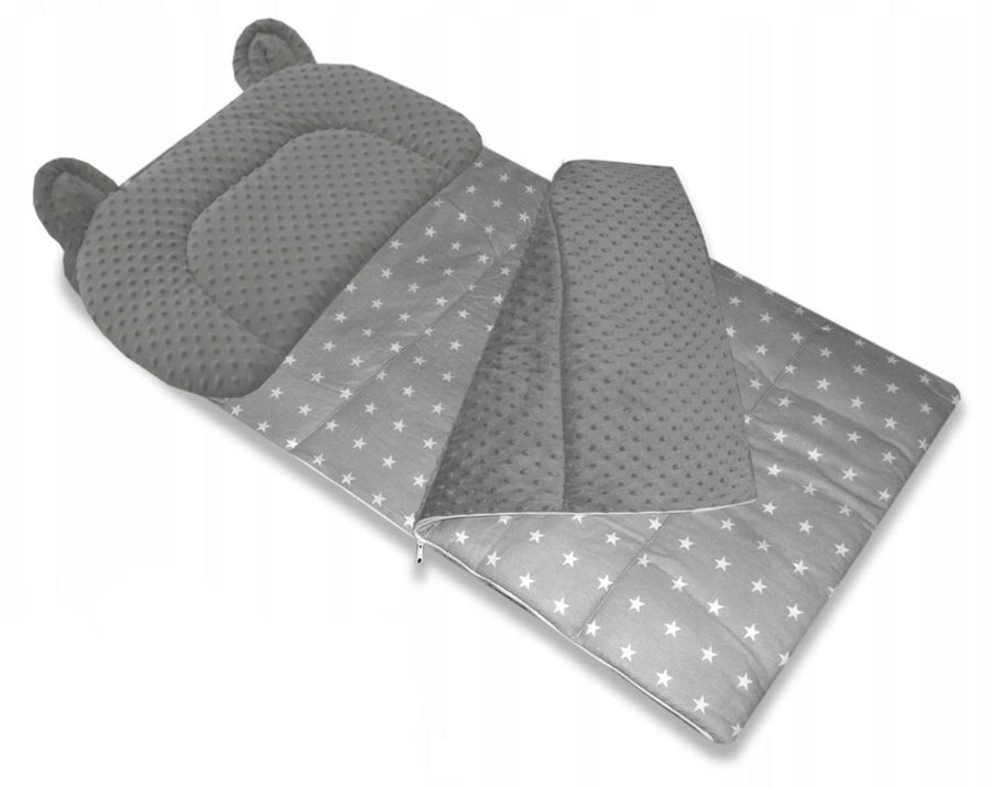 Best for Kids Kinderschlafsack Kinderschlafsack Set 3in1 mit Kissen & Tasche (Schlafsack-Set für Kinder, 3 tlg., Set bestehend aus Schlafsack), Kissen mit Bärenohren & Transporttasche