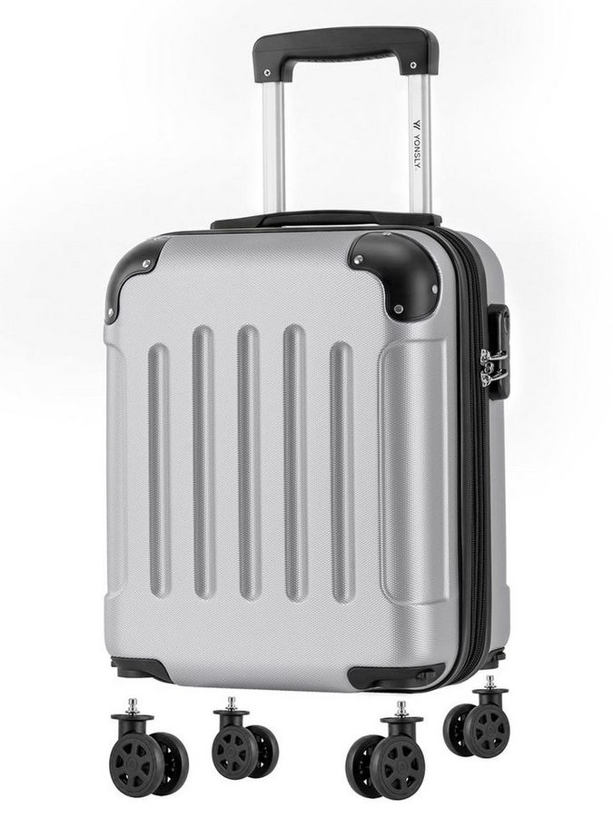 YONSLY Handgepäckkoffer Kabinenkoffer Reisekoffer Trolley mit abnehmbaren Rollrädern, 4 Rollen, ABS-Hartschale mit Zahlenschloss und ergonomischem Gummigriff