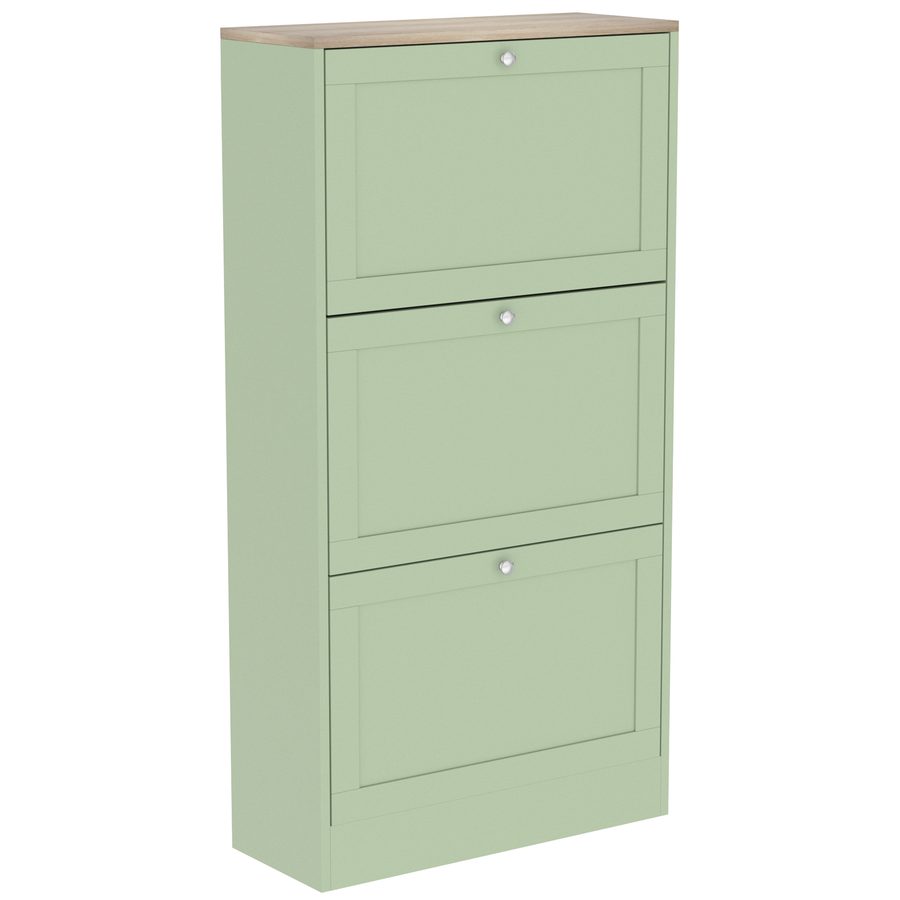 HOMCOM Schuhschrank für 18 Paar, schmaler moderner Schuhschrank mit 3 klappbaren Fächern und verstellbaren Einlegeböden, für Flur und Diele, 60 x 23,5 x 115 cm, Grün   Aosom