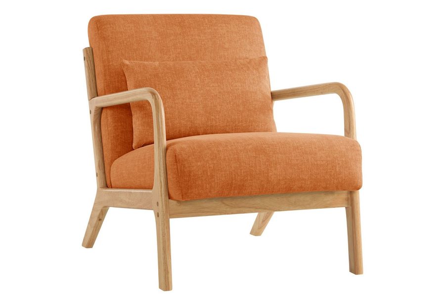 Aunekiv Sessel mit Kissen & Holzrahmen, Lesesessel, Mid-Century Sessel (1-St), Perfekt als Relaxsessel für Wohnzimmer und kleine Räume