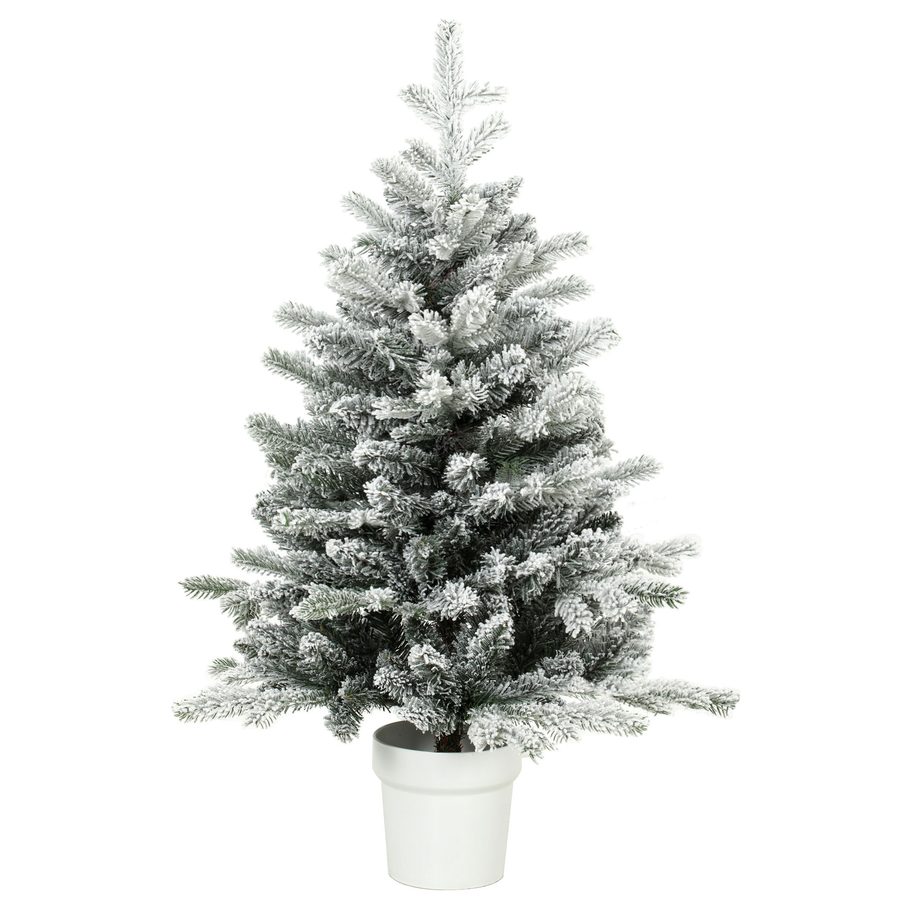 HOMCOM Mini 90 cm Weihnachtsbaum mit 296 Zweigspitzen Schnee-Effekt Topf, Mini-Tischbaum Künstlicher Weihnachtsbaum für Weihnachtsdekoration Zuhause Büro, Weiß   Aosom