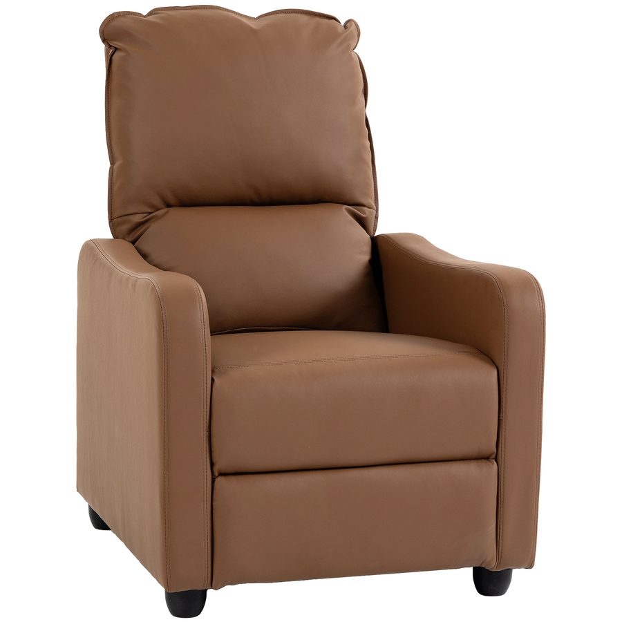 HOMCOM Manueller Relaxsessel 155° mit Fußstütze, ergonomisch gepolsterter Relaxsessel in PU-Leder, Metall- und Holzrahmen für Wohnzimmer und Schlafzimmer, 69x91x100 cm, Dunkelbraun   Aosom