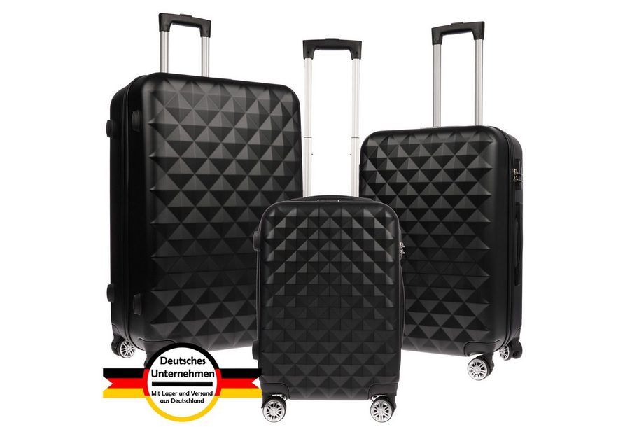 Weissmantel Kofferset Koffer 3er Set Kofferset Hartschalenkoffer Koffer Set Handgepäck, (4 Leichtlauf-Rollen, 360° Leichtlaufrollen, Koffer Set, Tolley Set Koffer set 3 teilig, Kofferset XL Bordgepäck), Suitcase 3 teilig Rollkoffer Hartschalenkoffer Reisekoffer Kofferset