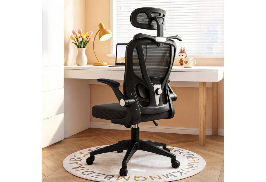 POPOLIC Bürostuhl Ergonomischer, verstellbarer Bürostuhl aus Netzgewebe – schwarz-weiß