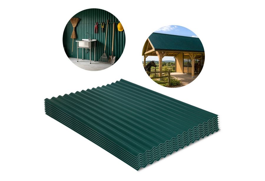 Clanmacy Wellplatte ASA Wellplatten 8er Set Dunkelgrün 117 x 93 cm 1,5 mm für Gewächshaus, (8-St) von Clanmacy