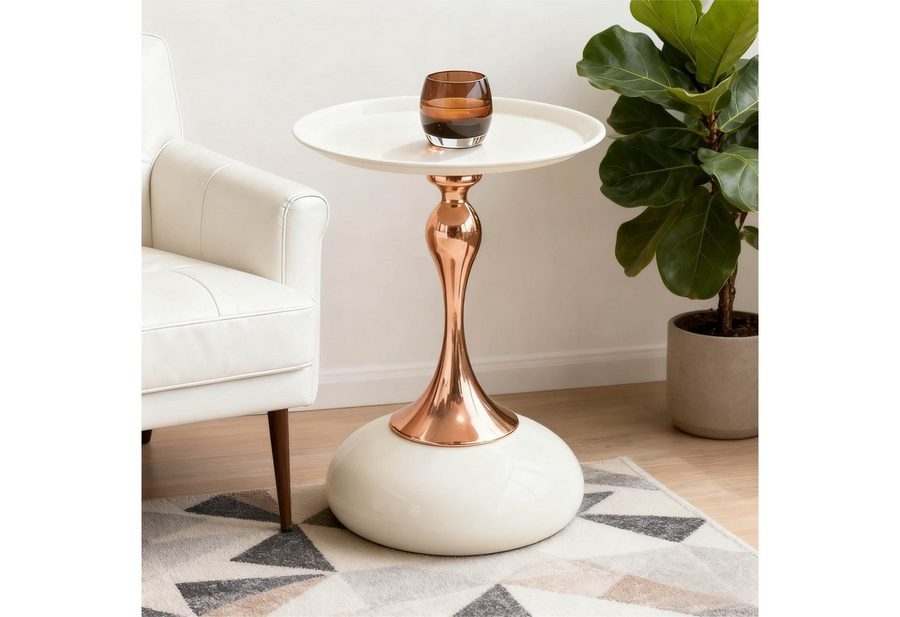 ANYSUN Couchtisch Rund Kaffeetisch, Beistelltisch Metall Kleiner Wohnzimmertisch (Einzelmöbel – runder Couchtisch, runder Couchtisch), kompakter Metalltisch in Schwarz-Gold für Schlaf- und Wohnzimmer von ANYSUN