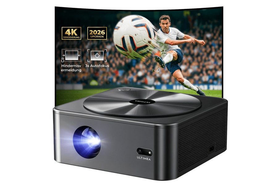 Ultimea Apollo-P40 Beamer Aktualisierte Version mit Hindernisvermeidung Beamer (21000 lm, 15000:1, 1920 x 1080 px,intelligenter Bildschirmausrichtung, 6D Trapezkorrektur&Autofokus)