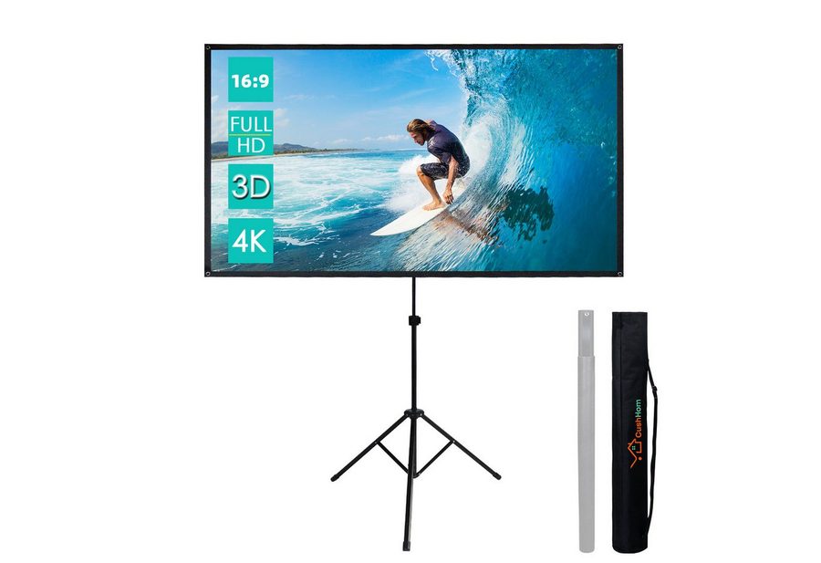 CCLIFE Faltrahmenleinwand Klappbar Beamer Leinwand mit Stativ Faltrahmenleinwand