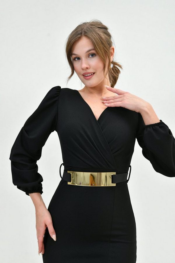 WOMAN VISION Midikleid Kurzärmeliges Midikleid mit Schlitz