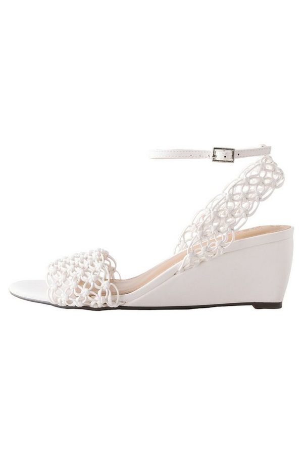 Next Forever Comfort® Wedges im Flechtdesign mit Blume Keilsandalette