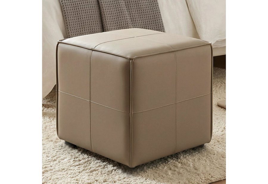Guyii Polsterhocker aus PU-Kunstleder, quadratisch in Braun, 43x43x42cm (1 St), Sitzhocker, Fußhocker, Schuhwechselhocker für Flur, Wohnzimmer