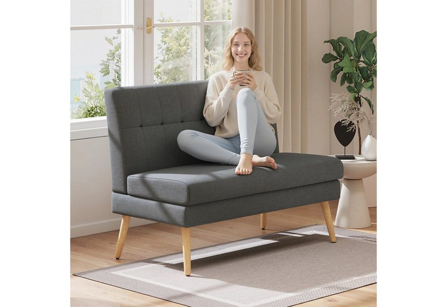 HOMCOM 2-Sitzer Sofa mit Leinenoptik, Getuftete Rückenlehne, Doppelsofa, Couch 1 Teile, für Wohnzimmer, Schlafzimmer, Dunkelgrau