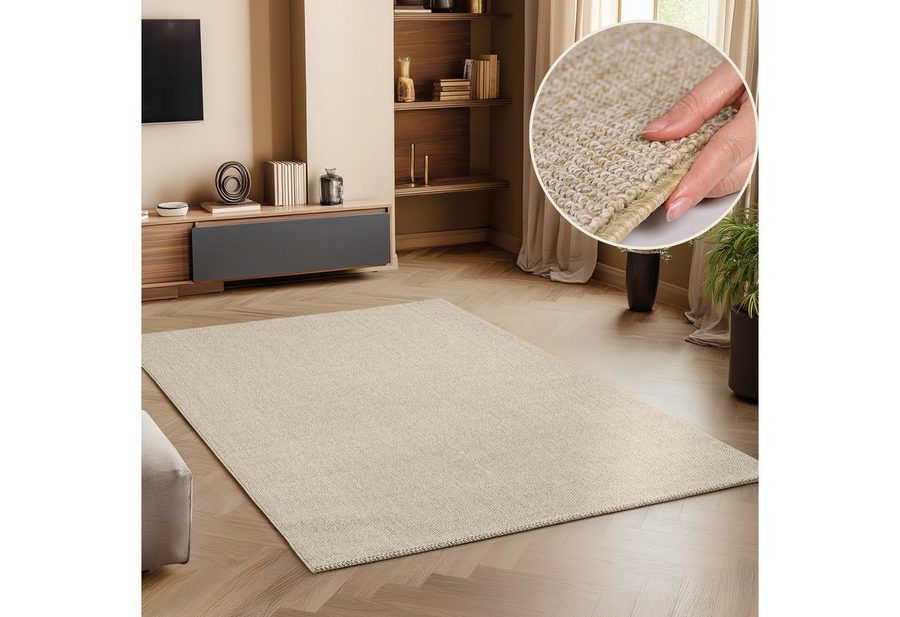 SIMPEX24 Teppich Unicolor, Rechteckig, Höhe: 7 mm, Schlingenteppich Schlafzimmer Einfarbig Meliert Design von SIMPEX24