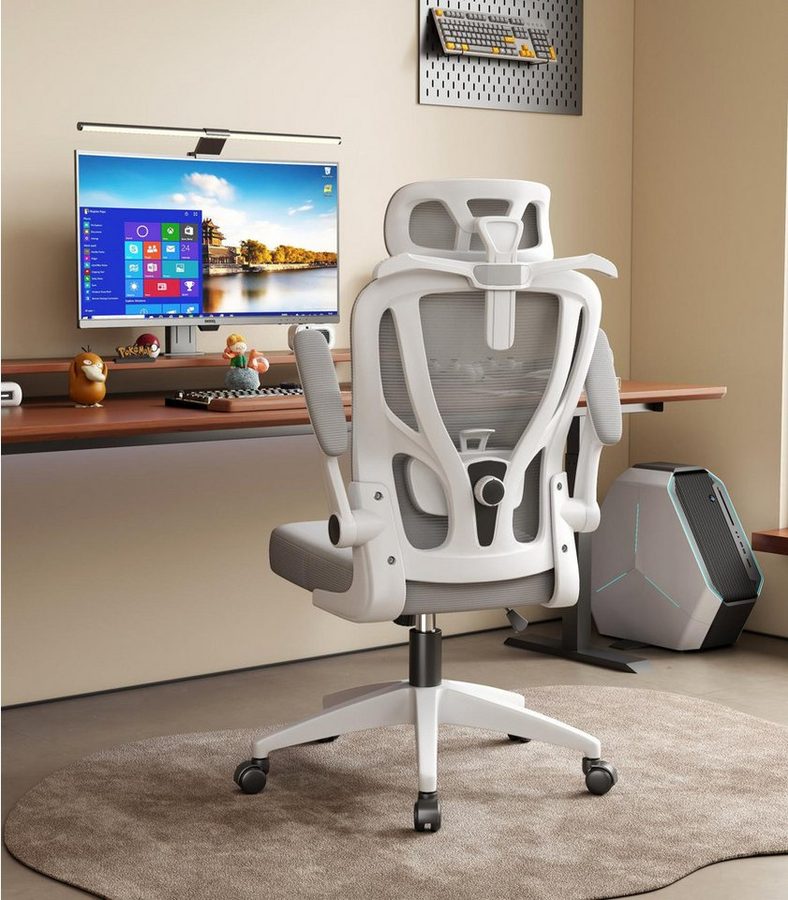 POPOLIC Bürostuhl Ergonomischer, verstellbarer Bürostuhl aus Netzgewebe – schwarz-weiß