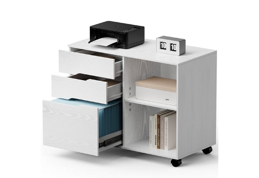 SURFOU Rollcontainer Schreibtisch Büromöbel Druckerschrank Büro Schrank, Schreibtisch Schrank auf Rollen Rollschrank Kommode mit Rollen