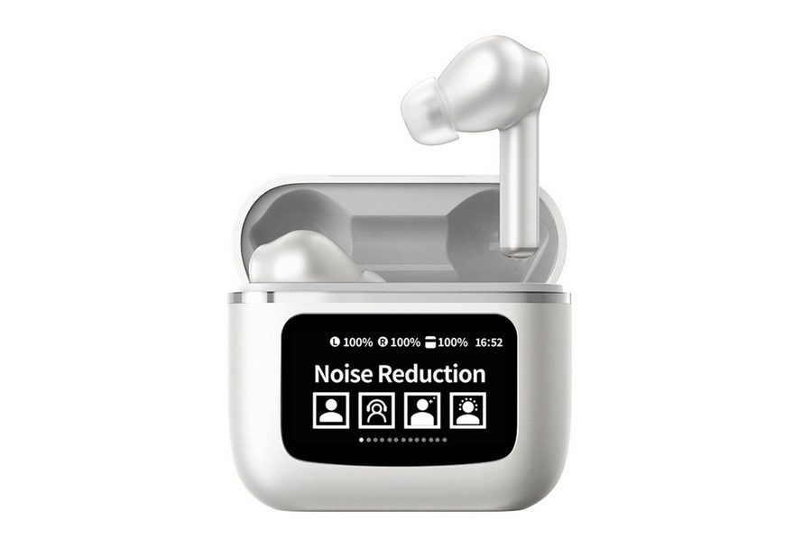 KINSI AI‑Übersetzungs‑Kopfhörer TWS mit Touch‑Farb‑Display,144 Sprachen Bluetooth-Kopfhörer (Aktive Geräuschunterdrückung,IPX5 wasserdicht,Anti‑Verlust‑Ortung)